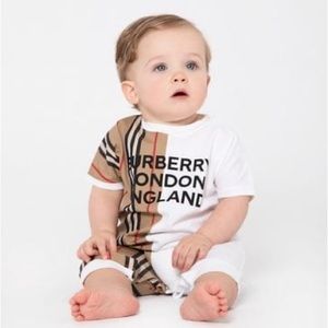 NWT BURBERRY KIDS Baby White Cotton Romper